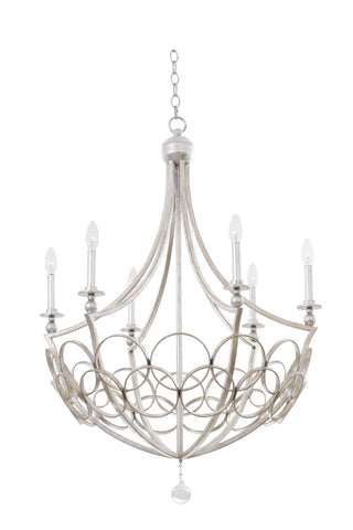 Loveland 29"w Gold Silver Leafe 6 Light Chandelier Ceiling Kalco 