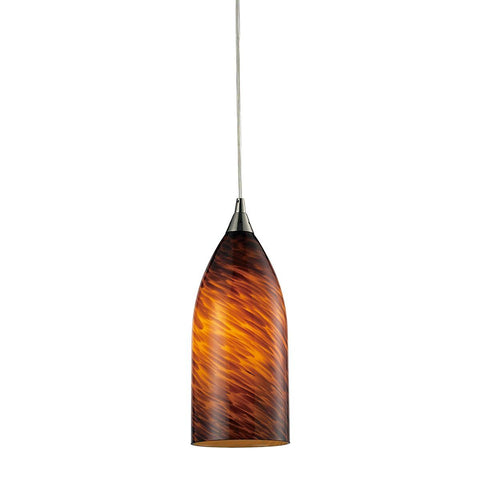 Verona LED Pendant In Satin Nickel And Espresso Glass Ceiling Elk Lighting 