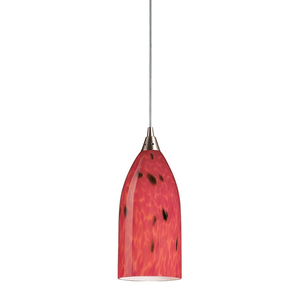 Verona LED Pendant In Satin Nickel And Fire Red Glass Ceiling Elk Lighting 