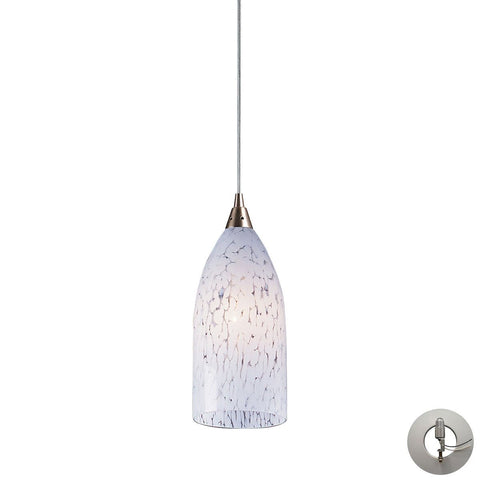 Verona Pendant In Satin Nickel And Snow White Glass - Includes Recessed Lighting Kit Ceiling Elk Lighting 
