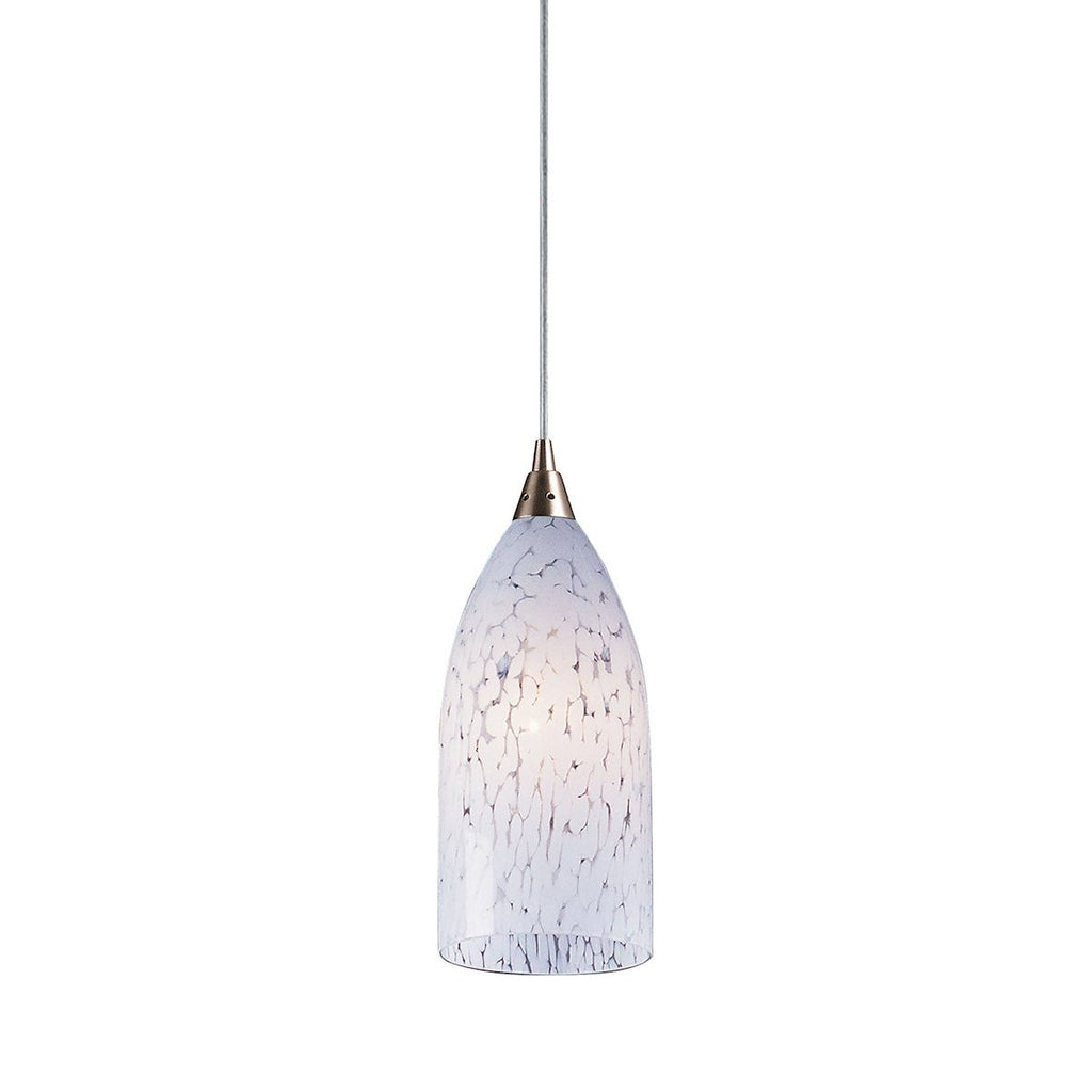 Verona LED Pendant In Satin Nickel And Snow White Glass Ceiling Elk Lighting 