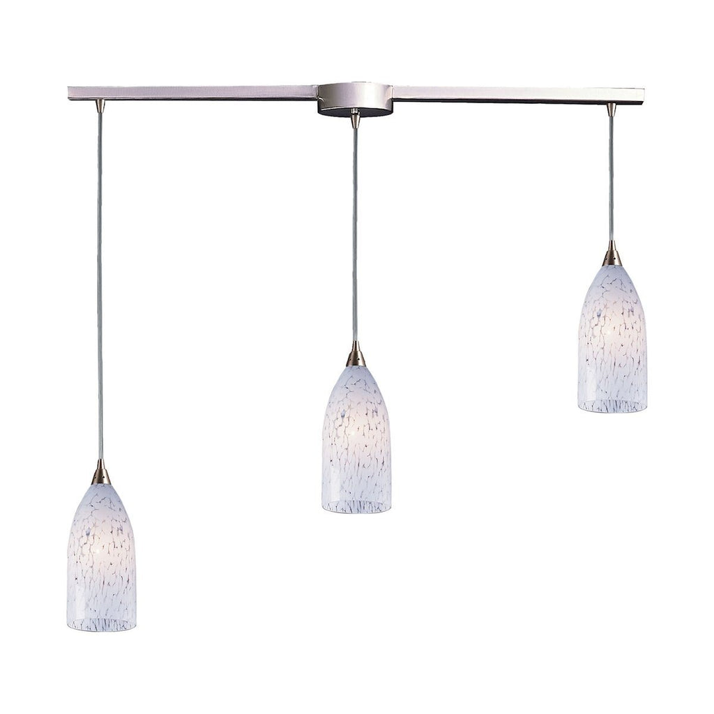 Verona 3 Light Pendant In Satin Nickel And Snow White Glass Ceiling Elk Lighting 