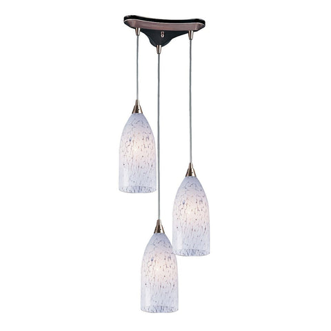 Verona 3 Light Pendant In Satin Nickel And Snow White Glass Ceiling Elk Lighting 