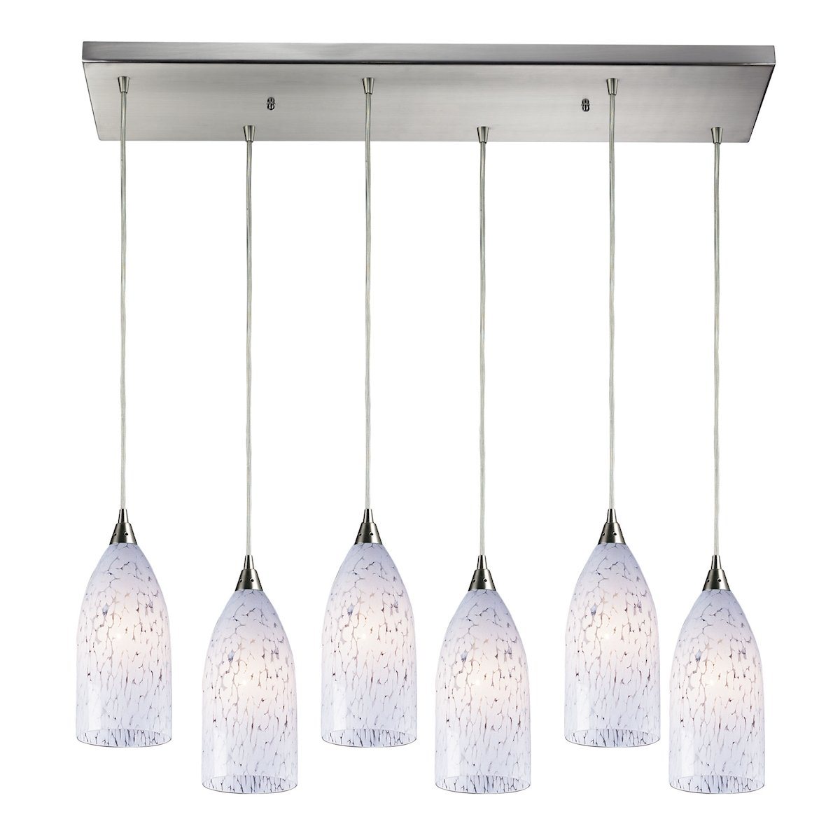 Verona 6 Light Pendant In Satin Nickel And Snow White Glass Ceiling Elk Lighting 