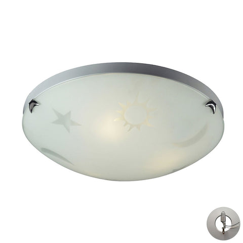 Novelty 3 Light Night Sky Flushmount In Satin White Glass With Recessed Lighting Kit Flush Mount Elk Lighting 