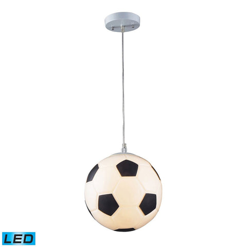Novelty 1 Light LED Soccer Ball Pendant In Silver Ceiling Elk Lighting 