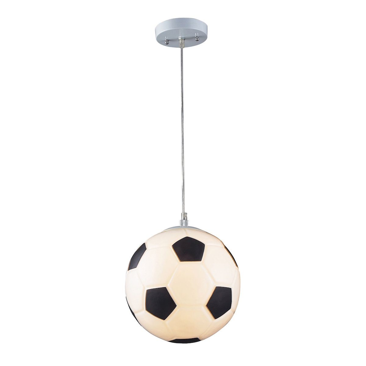 Novelty 1 Light Soccer Ball Pendant In Silver Ceiling Elk Lighting 