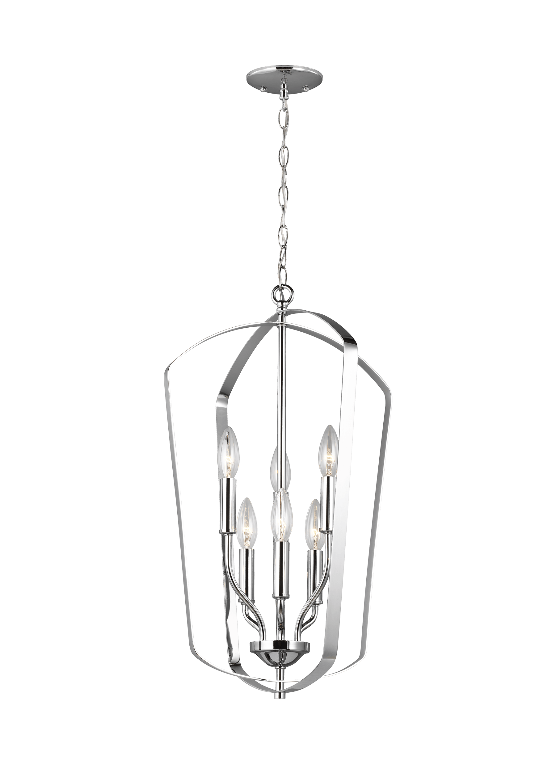 Romee Large Six Light Hall / Foyer - Chrome Pendants Sea Gull Lighting 