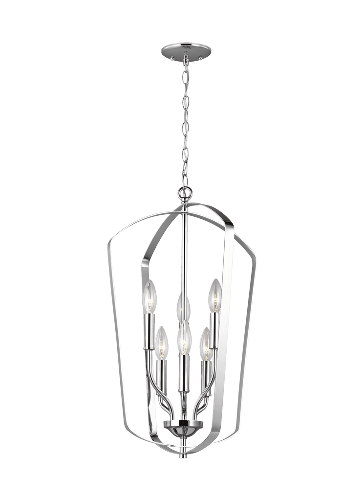 Romee Large Six Light Hall / Foyer - Chrome Pendants Sea Gull Lighting 