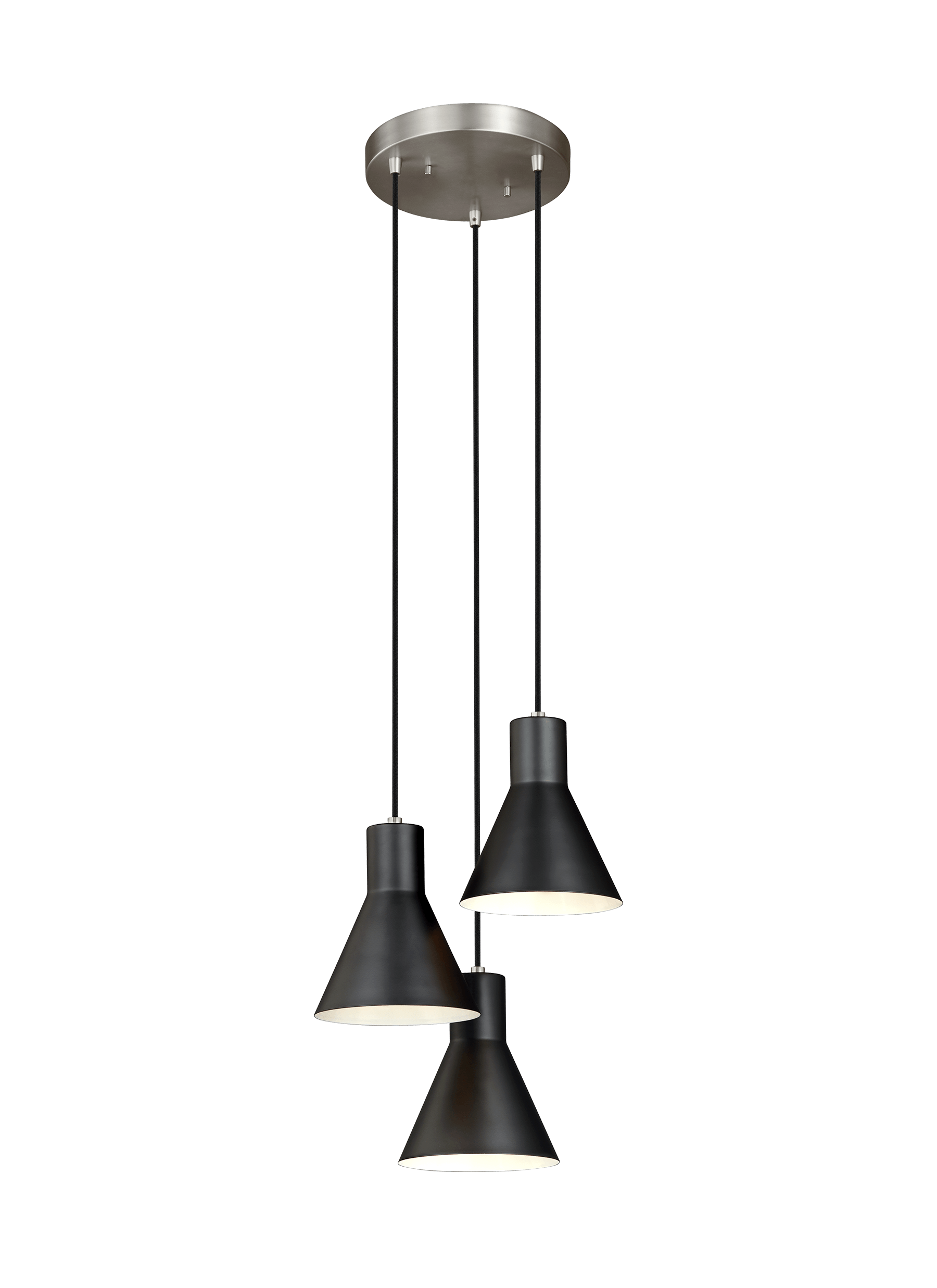 Towner Three Light Cluster Pendant - Brushed Nickel / Black Pendants Sea Gull Lighting 