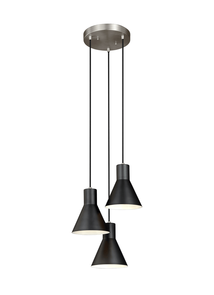 Towner Three Light Cluster Pendant - Brushed Nickel / Black Pendants Sea Gull Lighting 