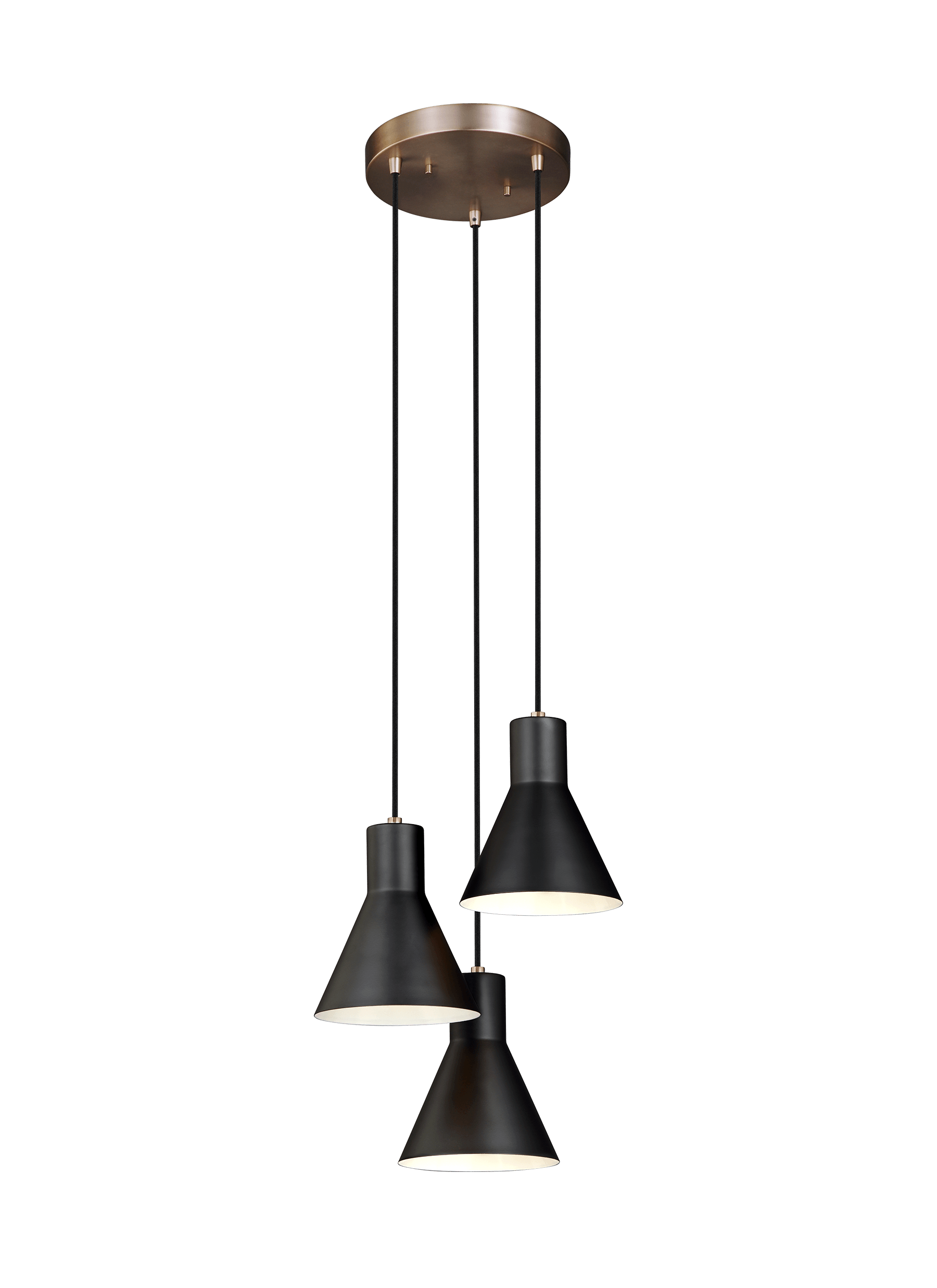 Towner Three Light Cluster LED Pendant - Satin Bronze / Black Pendants Sea Gull Lighting 