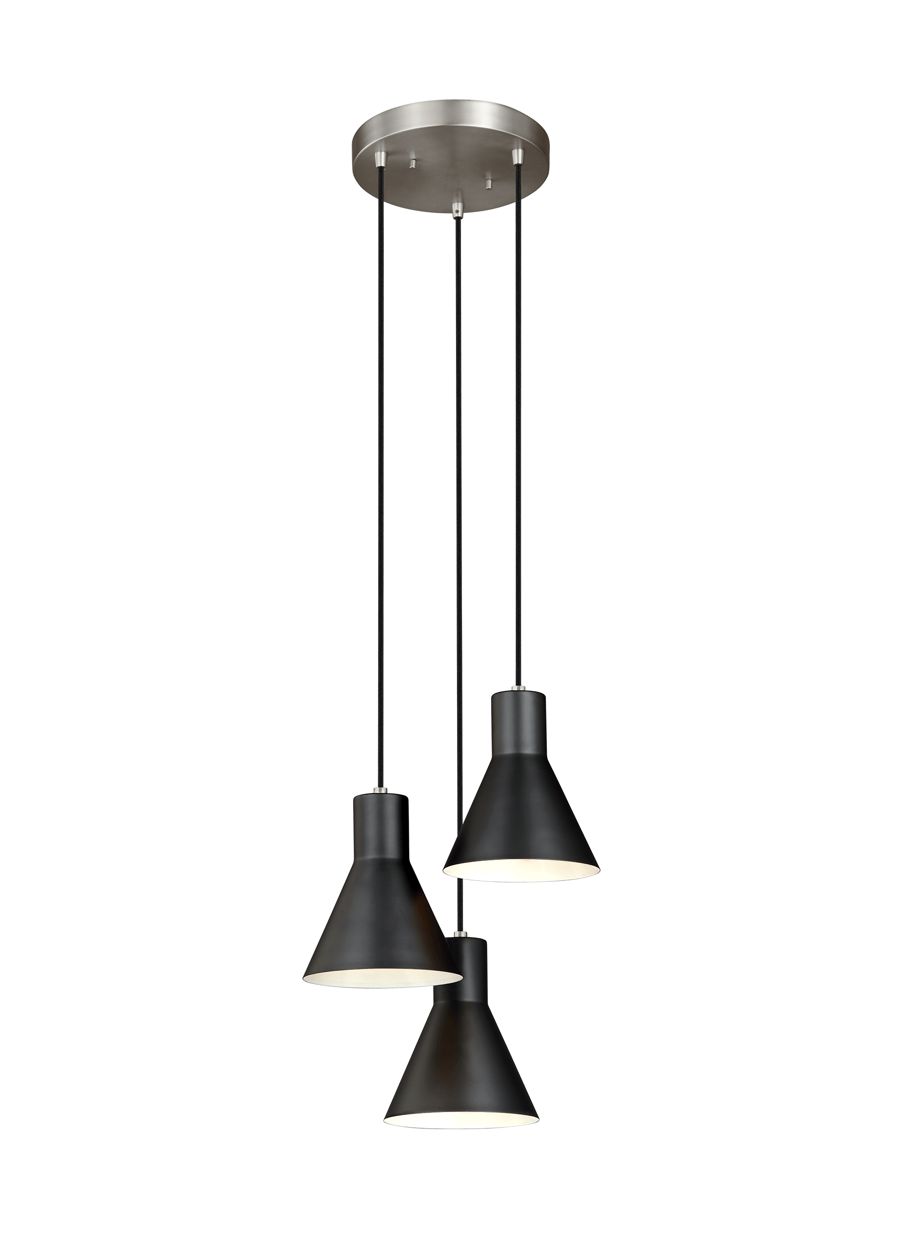 Towner Three Light Cluster LED Pendant - Brushed Nickel / Black Pendants Sea Gull Lighting 