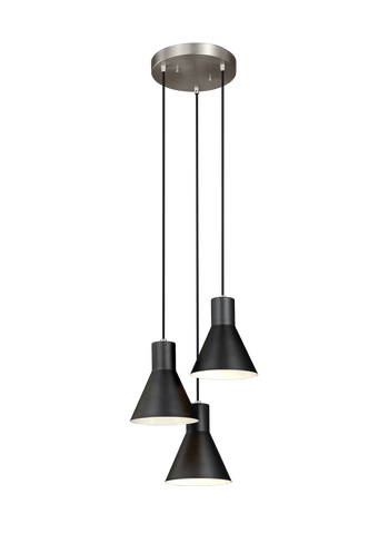 Towner Three Light Cluster LED Pendant - Brushed Nickel / Black Pendants Sea Gull Lighting 