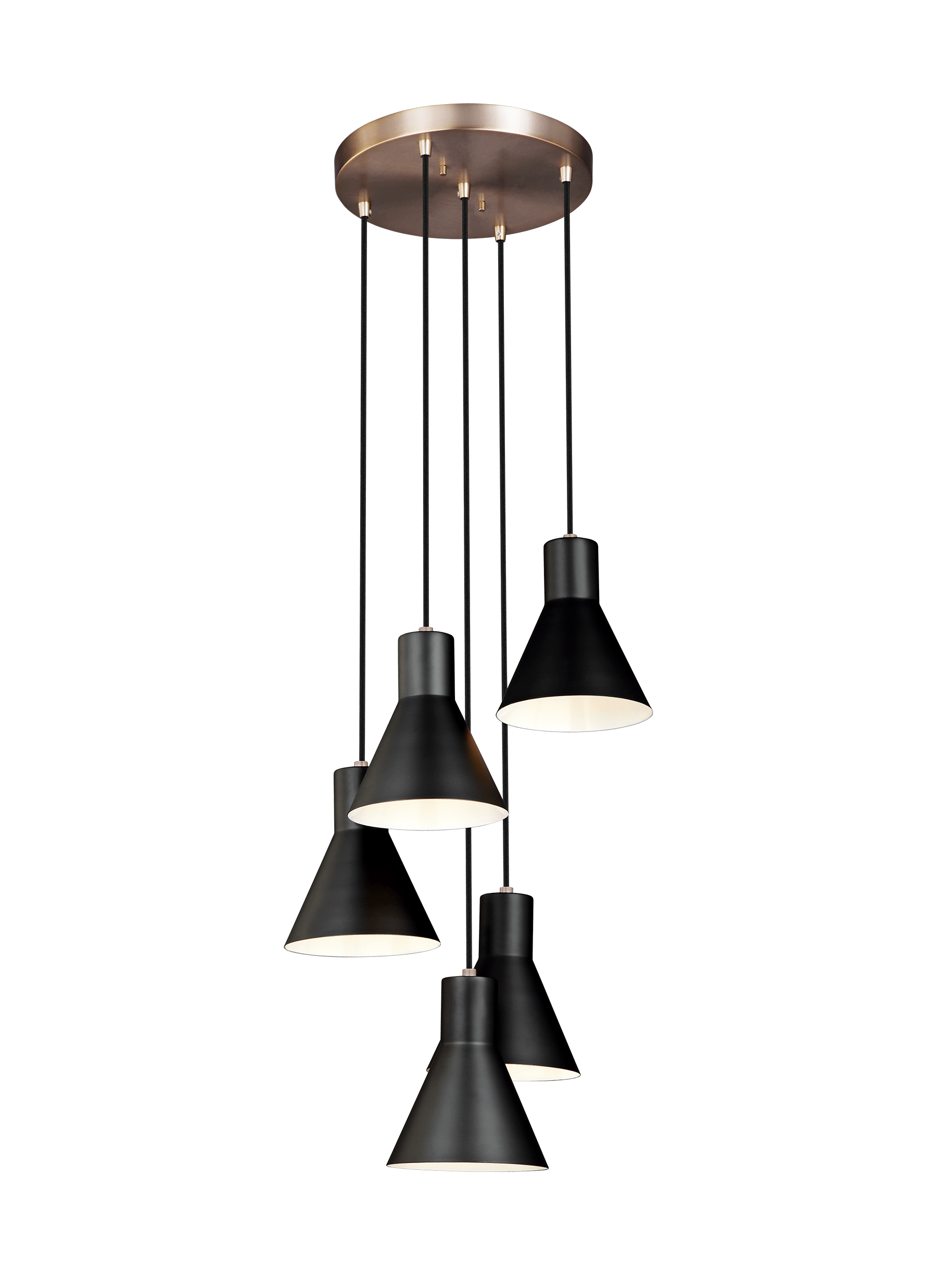 Towner Five Light Cluster LED Pendant - Satin Bronze / Black Pendants Sea Gull Lighting 