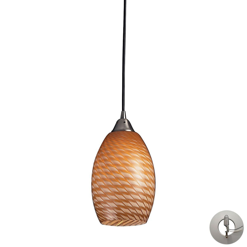 Mulinello Pendant In Satin Nickel With Cocoa Glass - Includes Recessed Lighting Kit Ceiling Elk Lighting 
