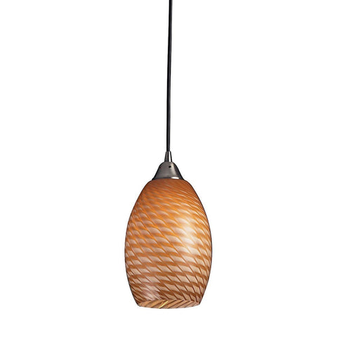 Mulinello LED Pendant In Satin Nickel With Cocoa Glass Ceiling Elk Lighting 