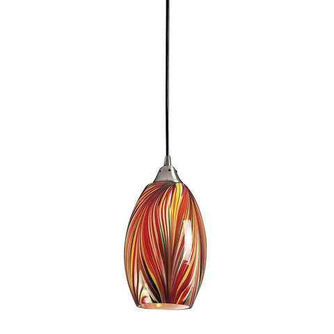 Mulinello LED Pendant In Satin Nickel And Multicolor Glass Ceiling Elk Lighting 