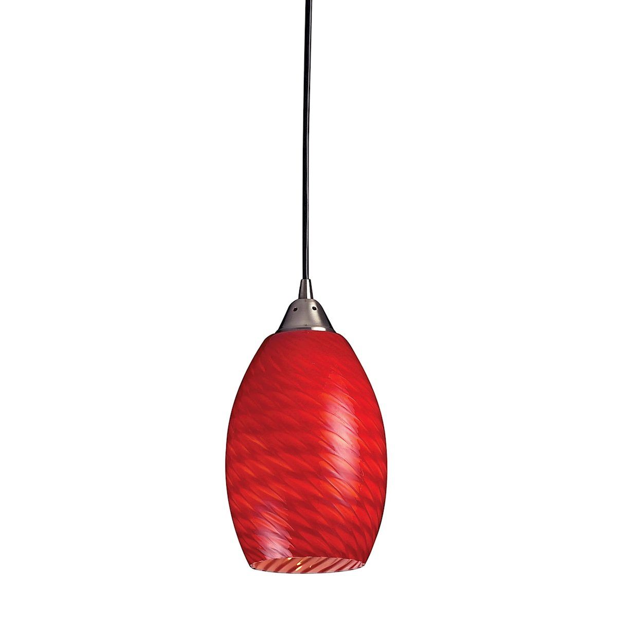 Mulinello Pendant In Satin Nickel And Scarlet Red Glass Ceiling Elk Lighting 