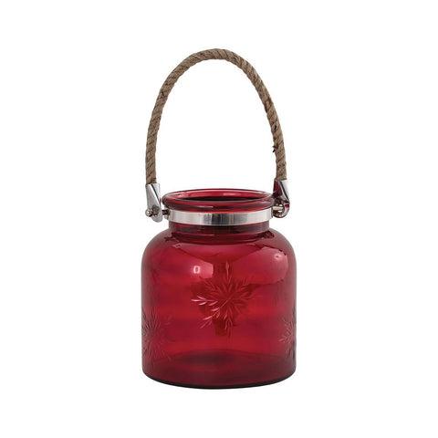 Starlit 8"h Red Glass Table Lantern Accessories Pomeroy 