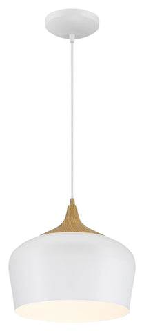 Blend 1 Light Cord Pendant - White with Wood Grain (WH/WGN) Ceiling Access Lighting 