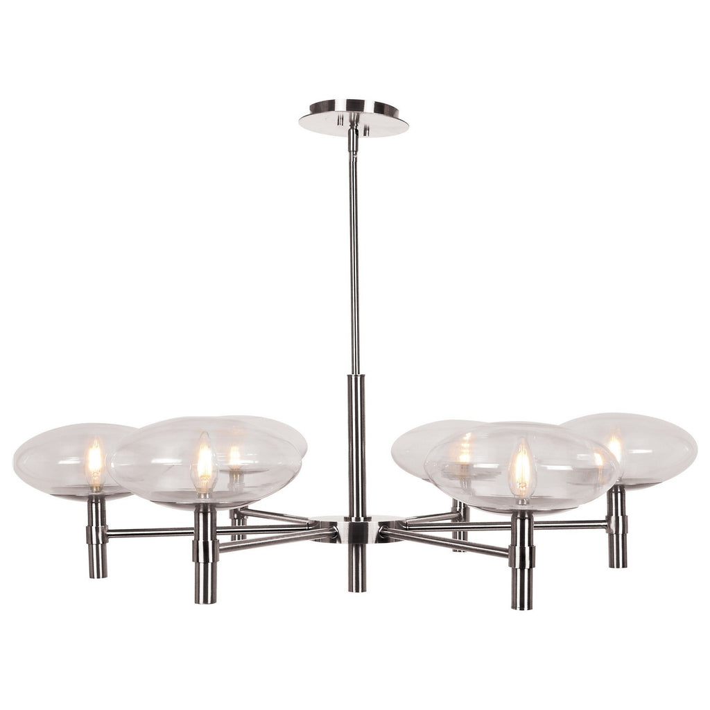 Grand 6-Light Round Chandelier - Brushed Steel Ceiling Access Lighting 