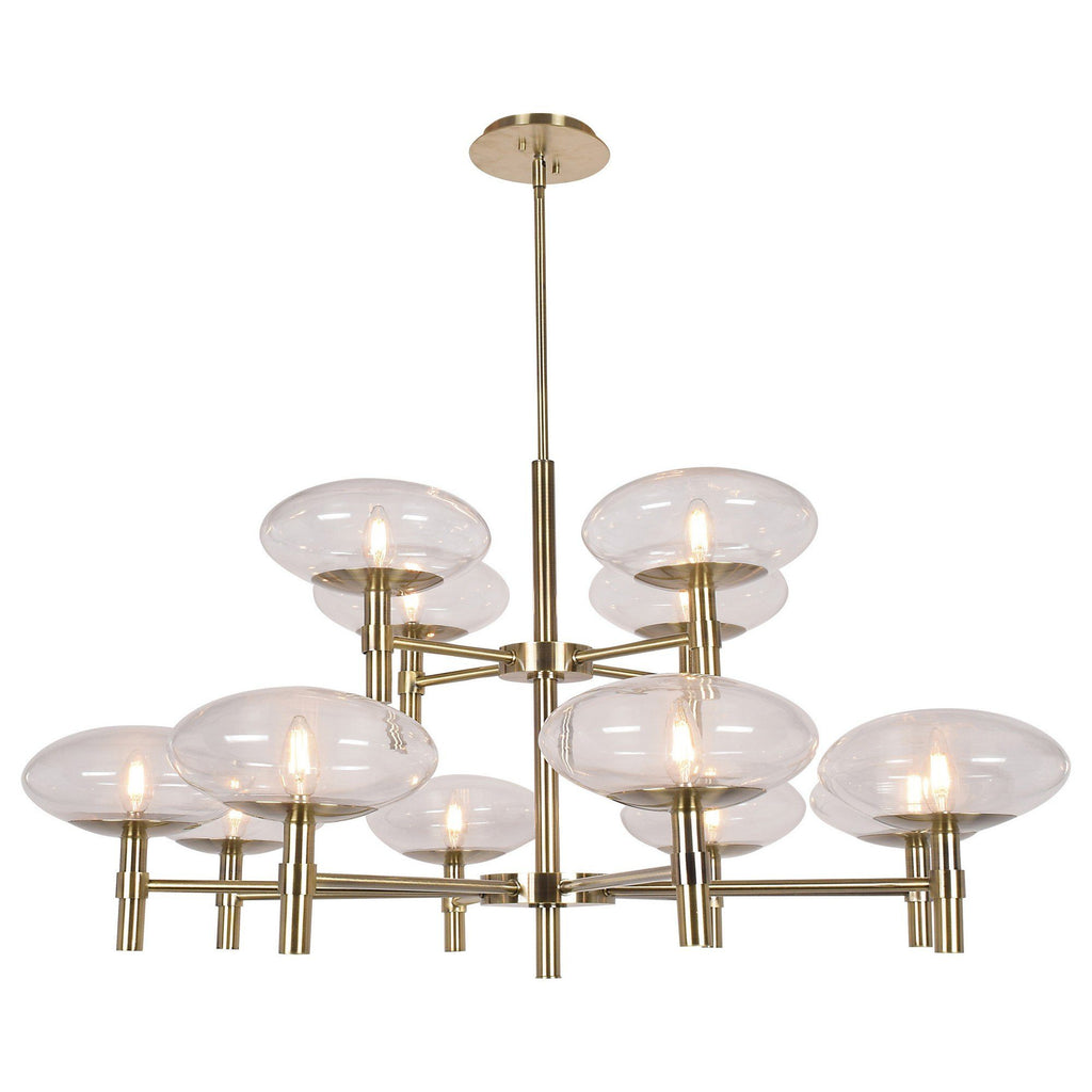 Grand 12-Light Round Chandelier - Brushed Steel Ceiling Access Lighting 