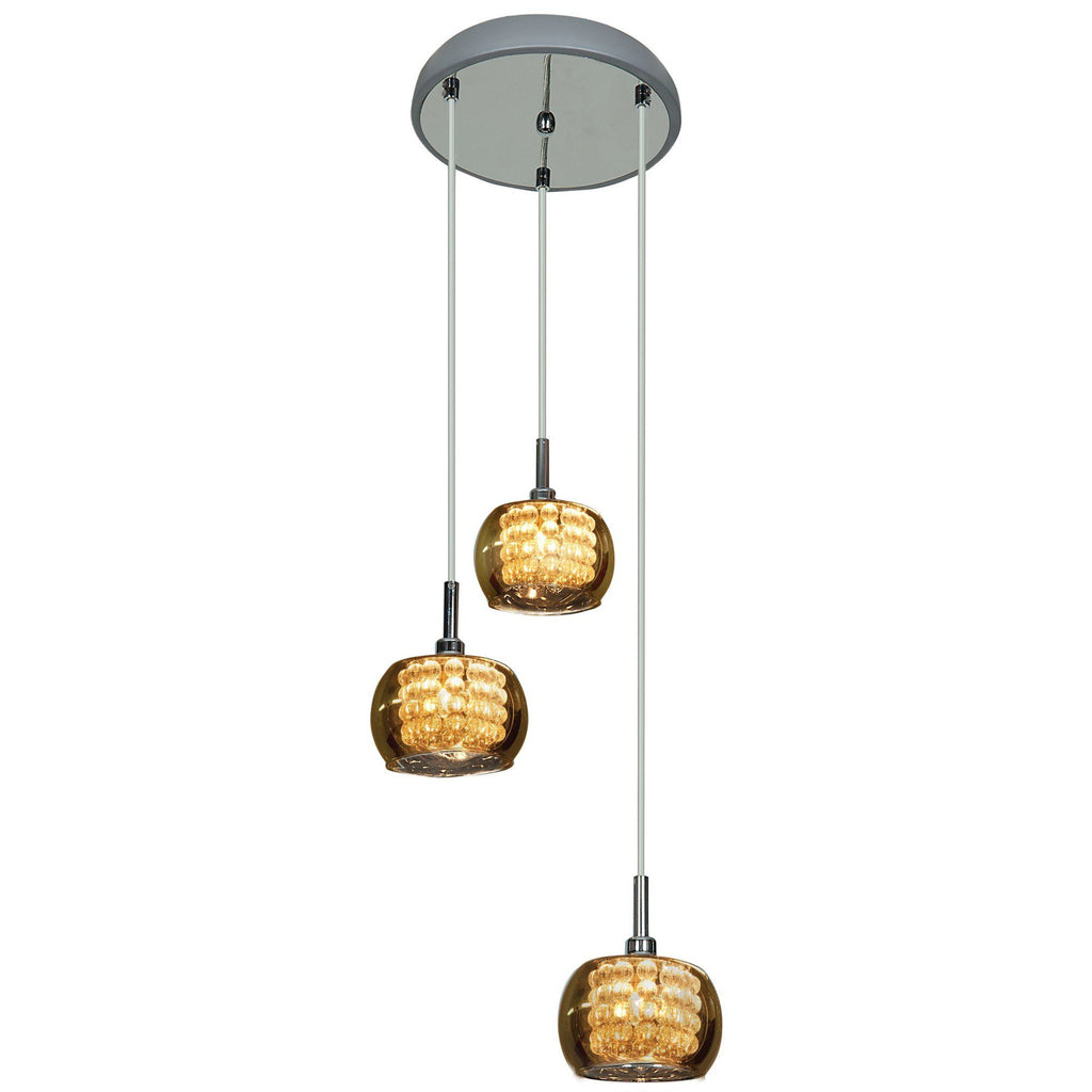 Glam 3-Light Mirror Glass Pendant - Chrome Ceiling Access Lighting 