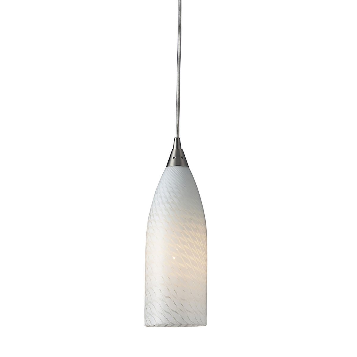 Cilindro Pendant In Satin Nickel And White Swirl Glass Ceiling Elk Lighting 