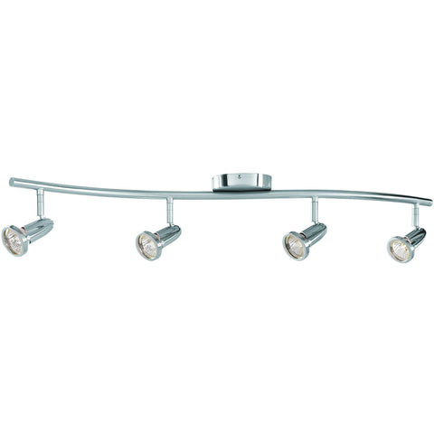 Cobra 4-Light Dimmable LED Wall or Ceiling Spotlight Bar - Brushed Steel Wall Access Lighting 