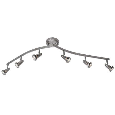 Mirage 6-Light Semi-Flush with Articulating Arms - Brushed Steel Ceiling Access Lighting 