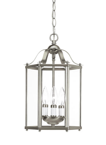 Bretton Three Light Semi-Flush Convertible LED Pendant - Brushed Nickel Pendants Sea Gull Lighting 