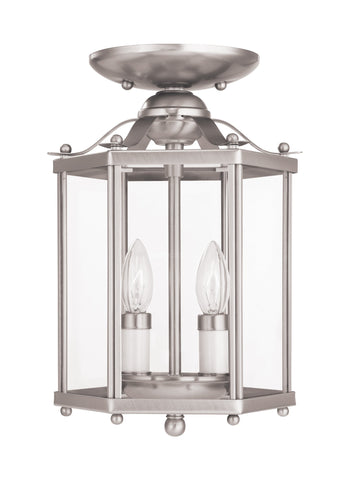 Bretton Two Light Semi-Flush Convertible Pendant - Brushed Nickel Pendants Sea Gull Lighting 