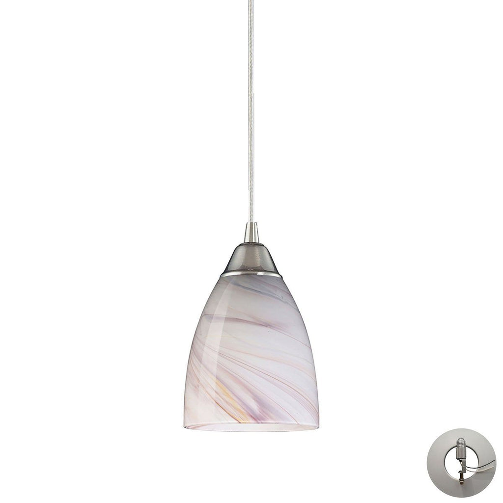 Pierra Pendant In Satin Nickel And Creme Glass - Includes Recessed Lighting Kit Ceiling Elk Lighting 