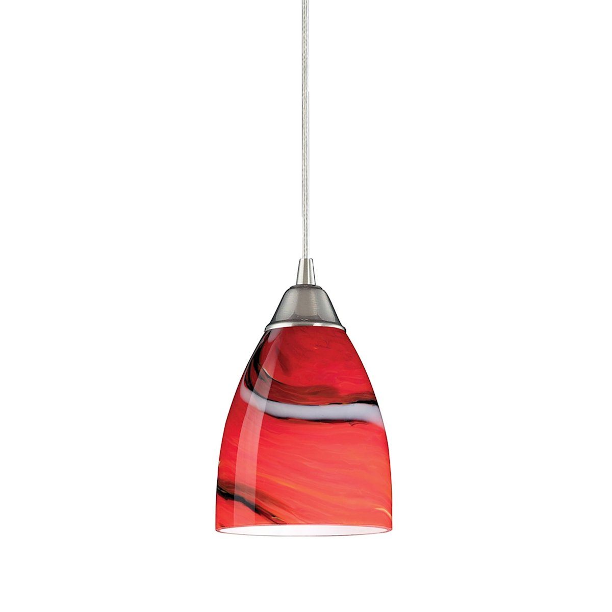 Pierra LED Pendant In Satin Nickel And Candy Glass Ceiling Elk Lighting Red 