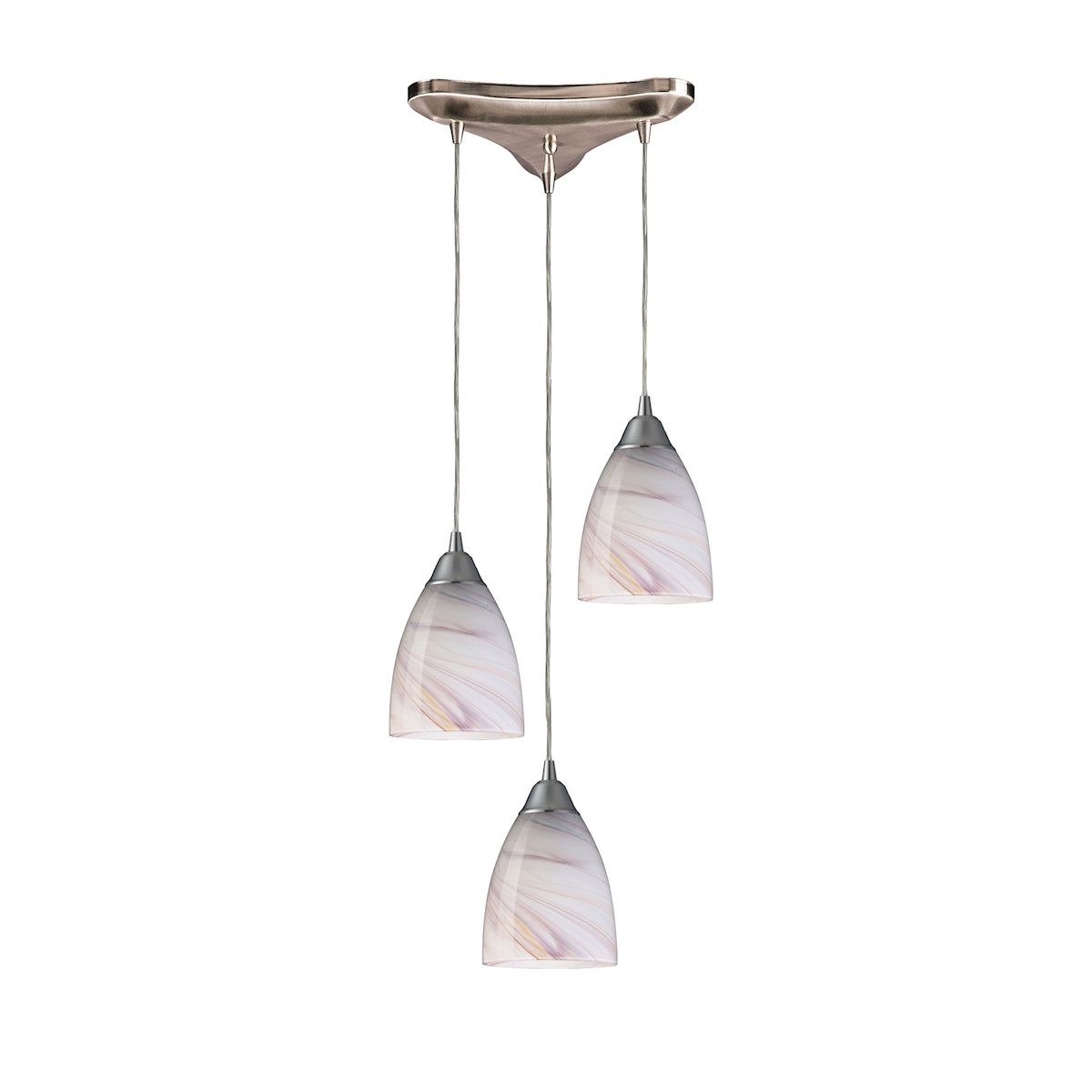 Pierra 3 Light Pendant In Satin Nickel And Cream Glass Ceiling Elk Lighting 