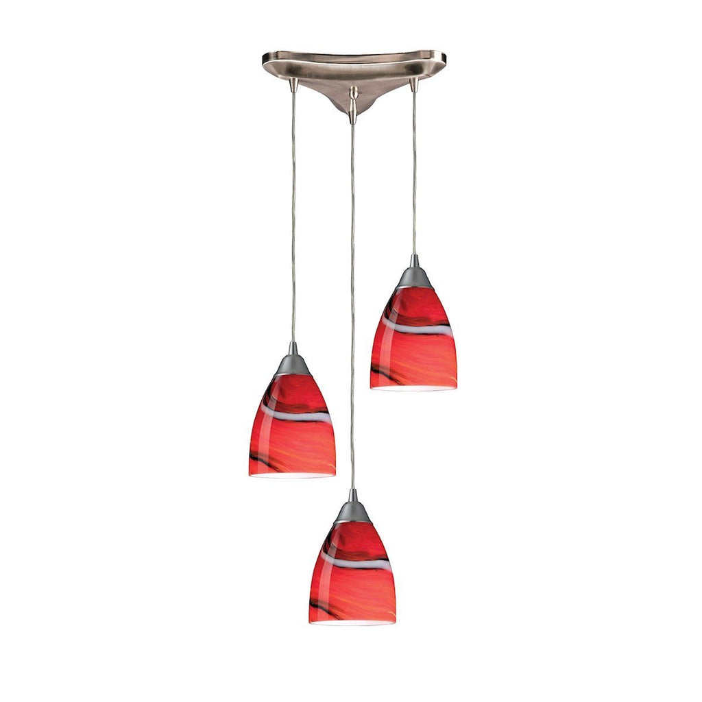 Pierra 3 Light Pendant In Satin Nickel And Candy Glass Ceiling Elk Lighting 