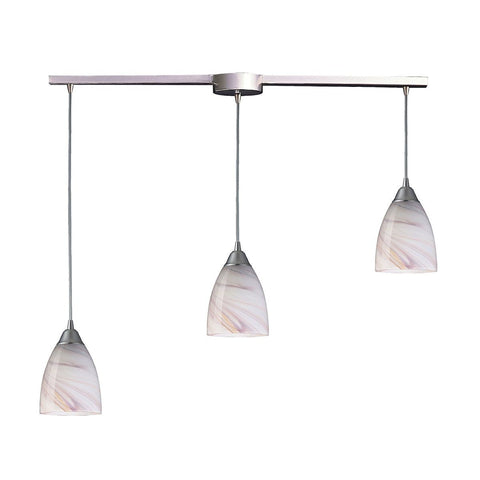 Pierra 3 Light Pendant In Satin Nickel And Creme Glass Ceiling Elk Lighting 