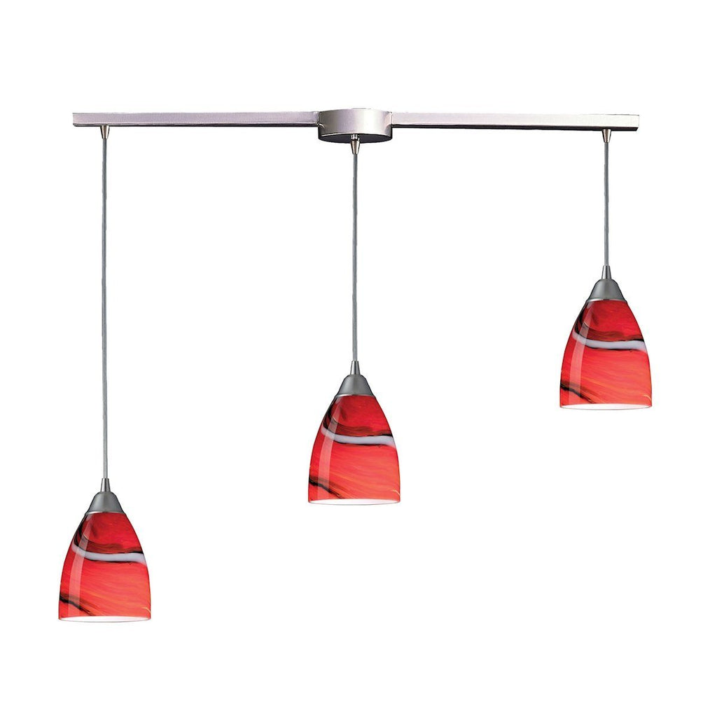 Pierra 3 Light Pendant In Satin Nickel And Candy Glass Ceiling Elk Lighting 