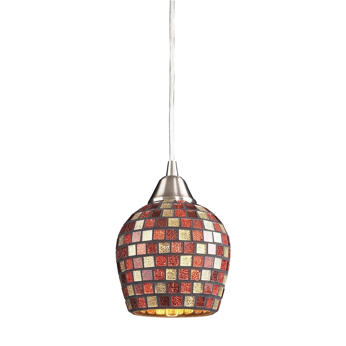 Fusion LED Pendant In Satin Nickel And Multi Glass Ceiling Elk Lighting 