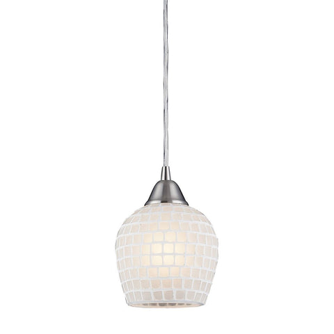 Fusion Pendant In Satin Nickel And White Glass Ceiling Elk Lighting 