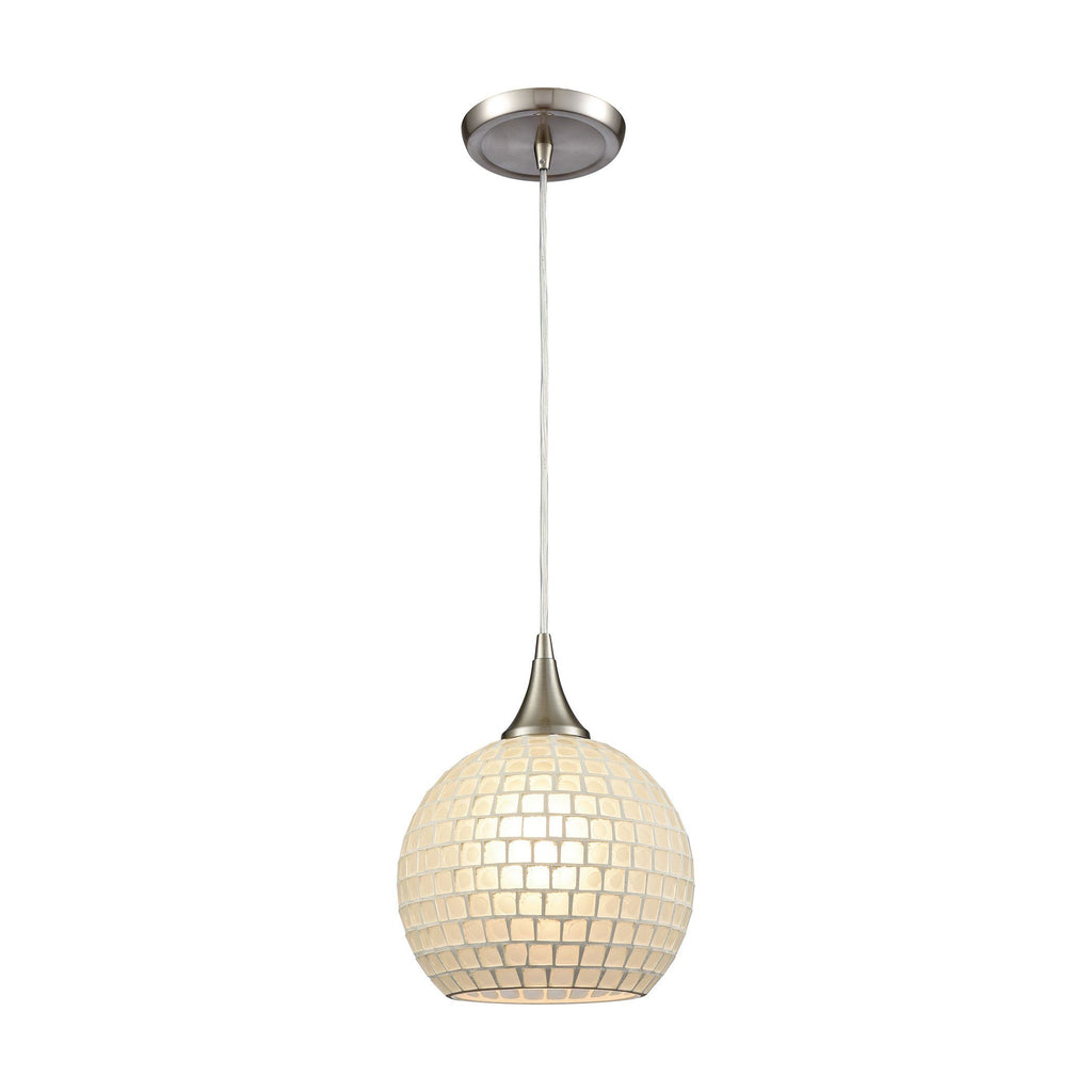 Fusion 8"w Mini Pendant with Frosted White Mosaic Glass Ceiling Elk Lighting Default Value 