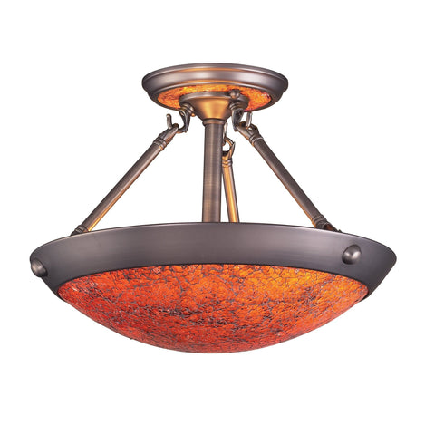 Diamante Collection 2-Light Semi-Flush Mount In An Antique Pewter Finish With Au Ceiling ELK Lighting 