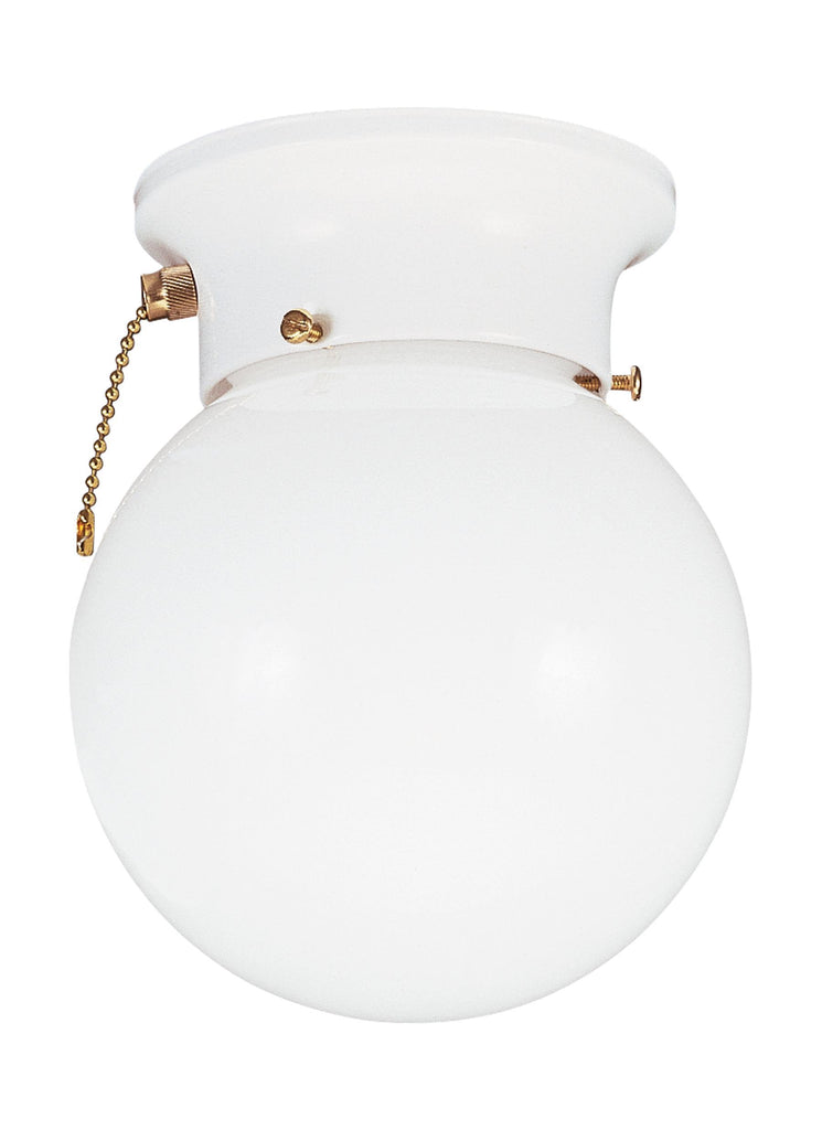 Tomkin One Light Ceiling LED Flush Mount with On/Off Pull - White Ceiling Sea Gull Lighting 