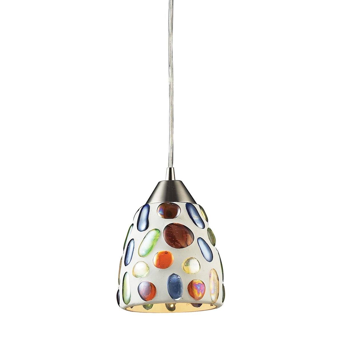 Gemstones Pendant In Satin Nickel And Sculpted Multicolor Glass Ceiling Elk Lighting 