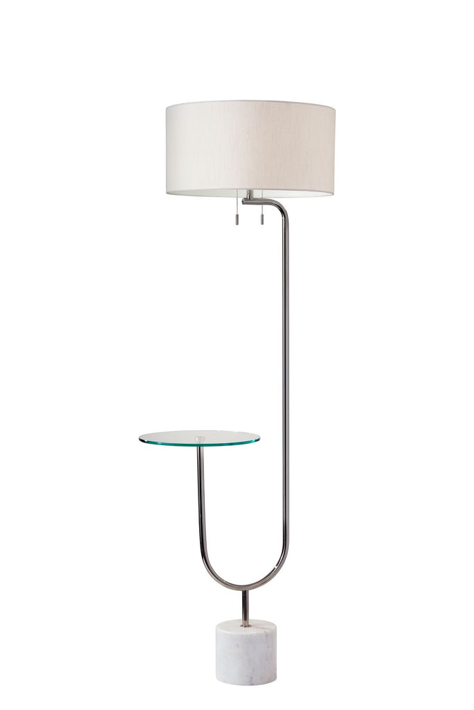 Sloan 65"h Polished Nickel Floor Lamp with Glass Shelf Lamps Adesso 