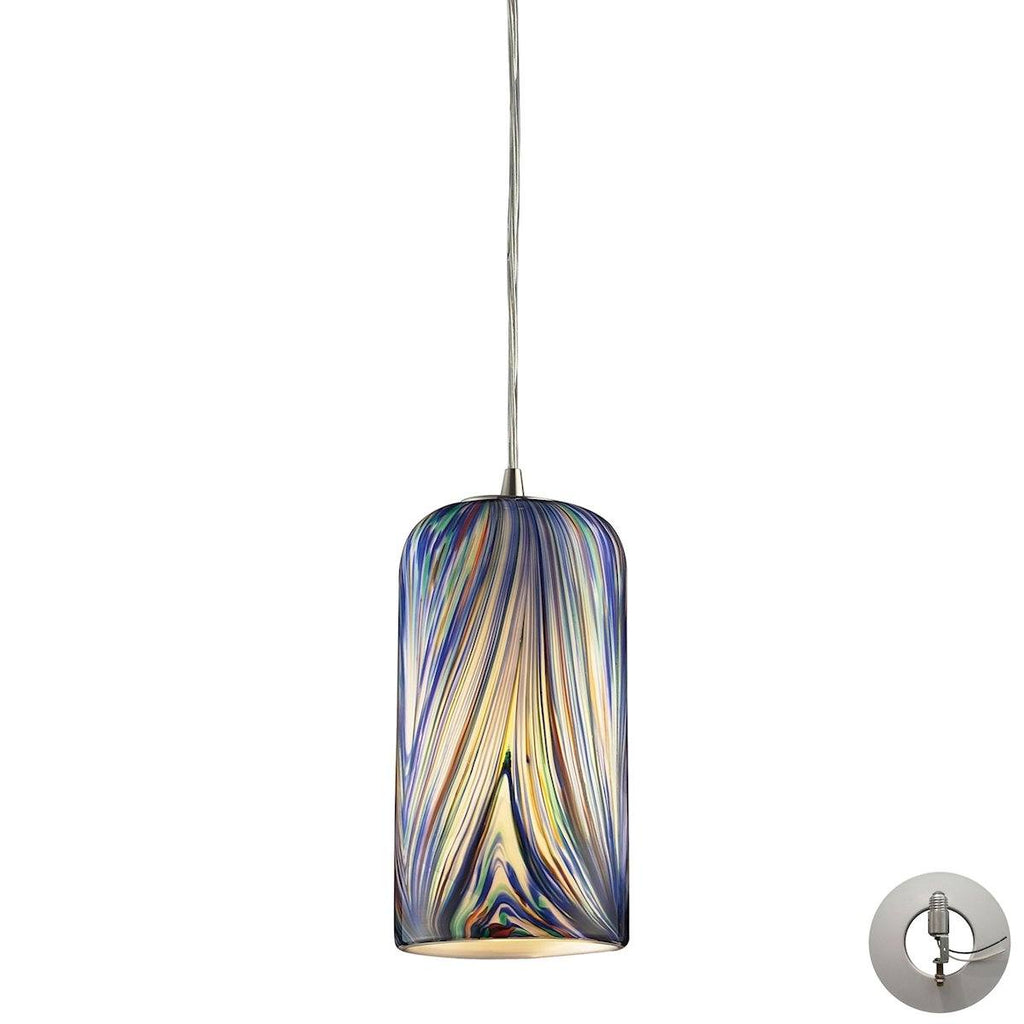 Molten Pendant In Satin Nickel And Molten Ocean Glass - Includes Recessed Lighting Kit Ceiling Elk Lighting 