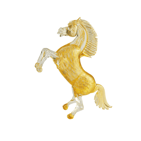 Arte di Murano Big Horse All Gold With Standing Bubbles Decor Accessories Arte di Murano 