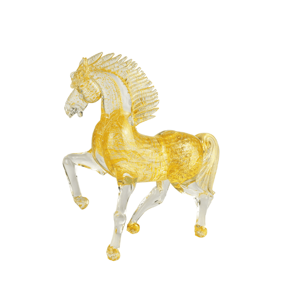 Arte di Murano Giant Horse Trotting Around Gold With Bubbles Decor Accessories Arte di Murano 