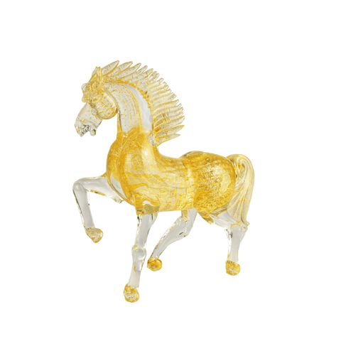 Arte di Murano Giant Horse Trotting Around Gold With Bubbles Decor Accessories Arte di Murano 